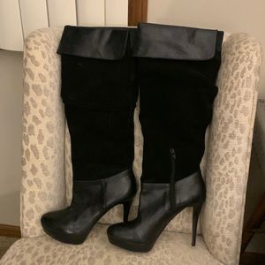INC Black Leather/Suede  Boots